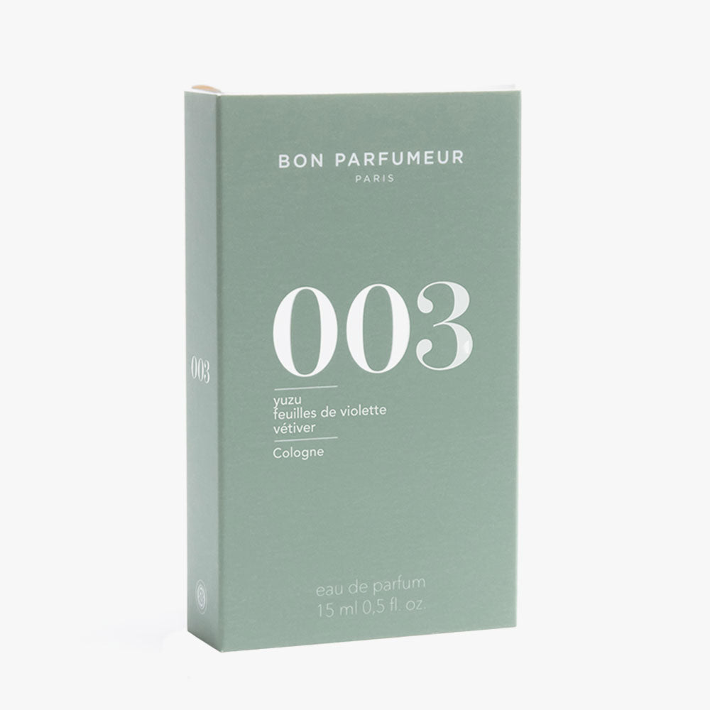 Bon Parfumeur 003 Eau de Parfum – Yuzu, Violet Leaves, Vetiver – 15ml von Nathalie Koobus in der Duftnote Blumig-Grün