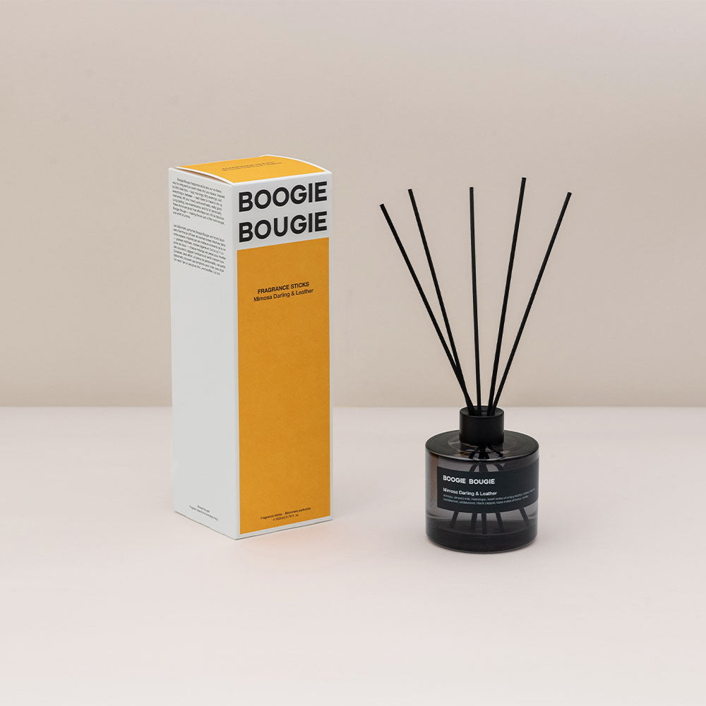Boogie Bougie Mimosa Darling & Leather – Fragrance Sticks in der Duftnote Flowery, Woody, Spicy