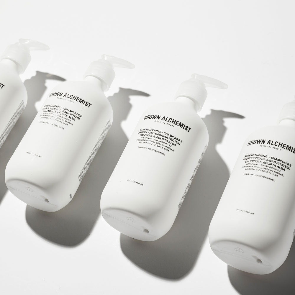 Grown Alchemist Strengthening – Shampoo 0.2: Hydrolyzed Baobab Protein, Calendula, Eclipta Alba – 500ml