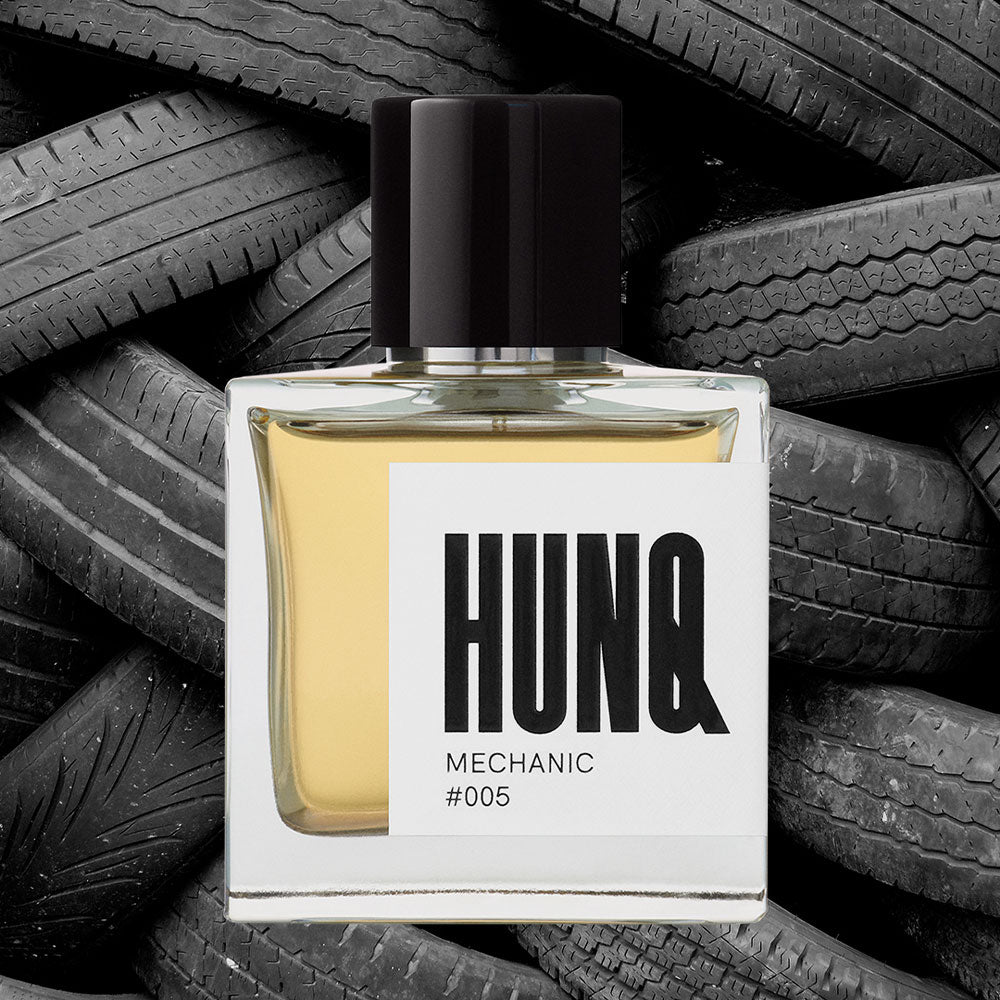 HUNQ #005 Mechanic – Eau de Parfum – Sample in der Duftnote Rauchig, Würzig