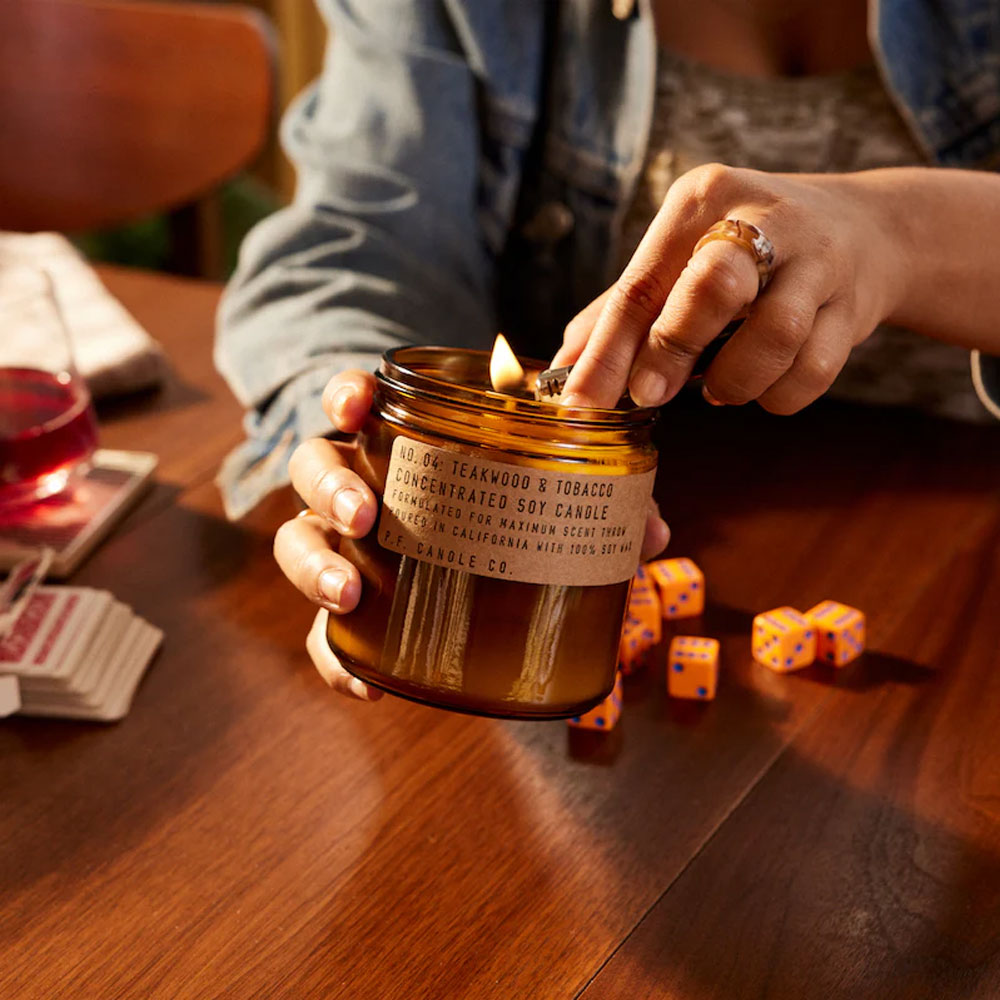 P.F. Candle Co. Teakwood & Tobacco – Concentrated Soy Candle Large Size